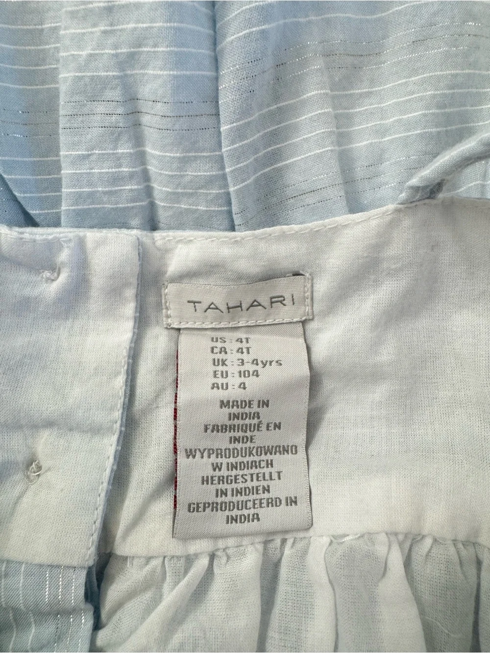 Tahari Girls Light Blue Tiered Dress Size 4T Ruffle Flutter Sleeve